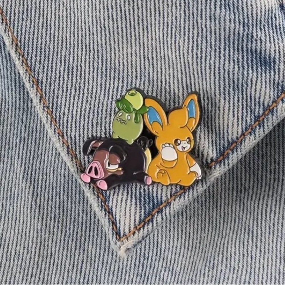 Pokemon Smoliv Lechonk Pawmi enamel pin